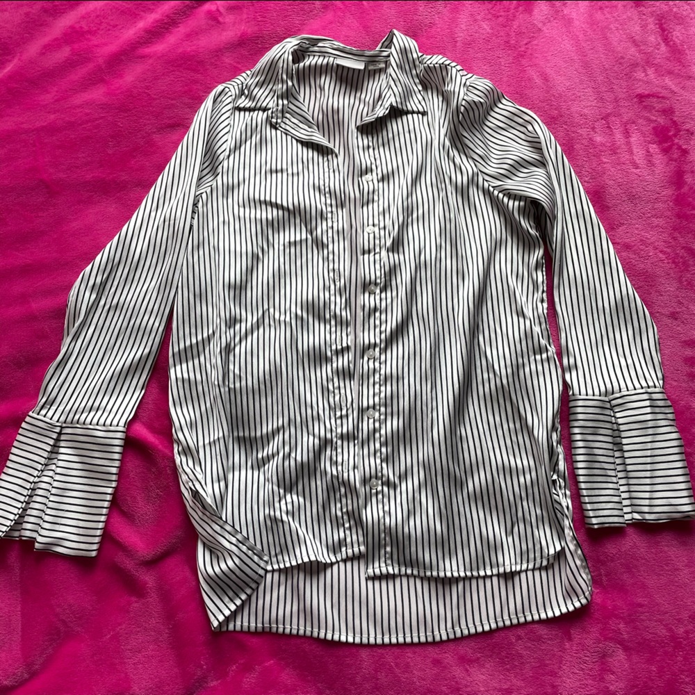 Noisymay Pinstripe Satin Shirt